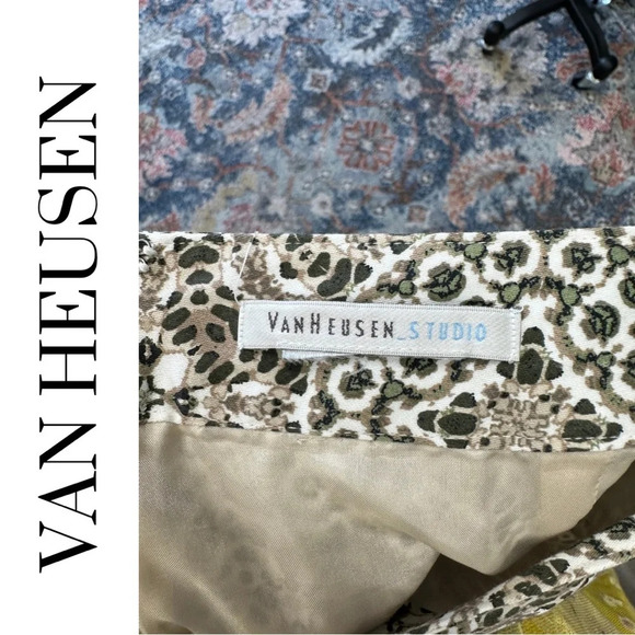 🛍️3/$40 Van Heusen Studio Lined Cotton Skirt Back Zipper Cream Tan Size 8 - Picture 4 of 5